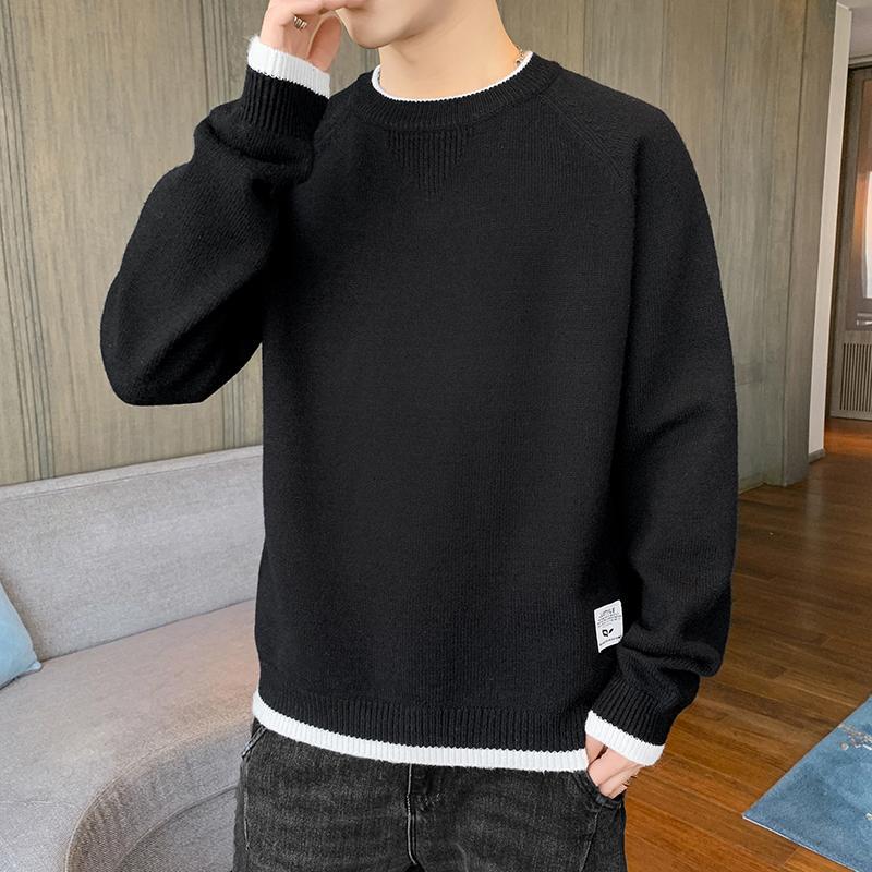 Sweater Men's Trendy Men's round Neck Bottoming Shirt Autumn and Winter Fashion Brand Solid Color Long Sleeve Sweater Casual Inner Sweater