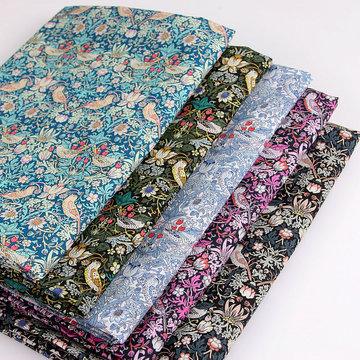 liberty利伯缇80支薄府绸草莓小偷印花服装全棉布料手工头饰帽子