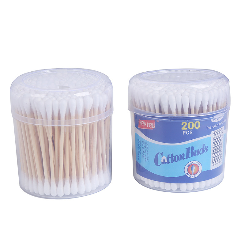 Cross-Border Boxed Cotton Swabs Disposable Cotton Swabs Double-Headed Bamboo Sticks Swab for Ear Cleaning 200 Household Cotton Swabs