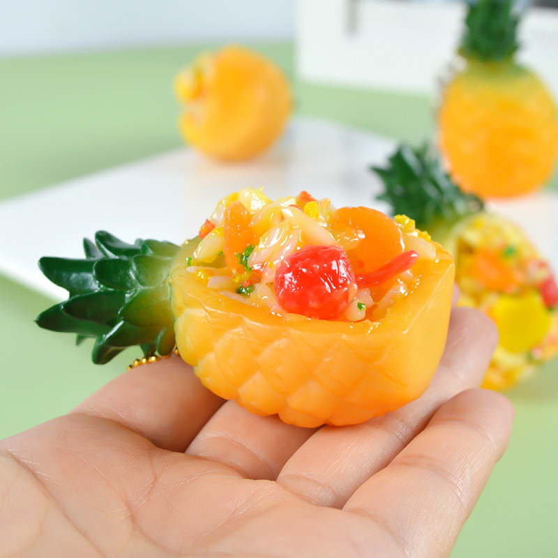 pvc仿真菠萝炒饭食玩模型迷你微缩蛋炒饭食物食品过家家diy玩具