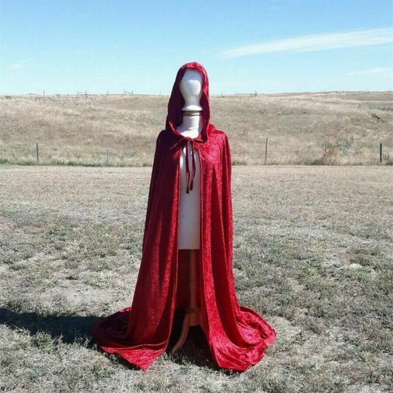 外贸供中世纪万圣节连帽斗篷文艺复兴长款复古纯色披风舞台表演服