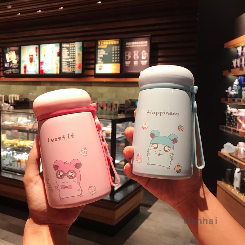 创意玻璃水杯萌萌哒仓鼠杯子卡通可爱儿童学生水杯广告礼品杯logo