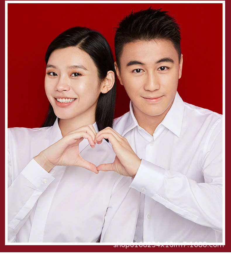 男女职业工装结婚登记照情侣装白衬衫领证衬衣证件拍照创意衣服装