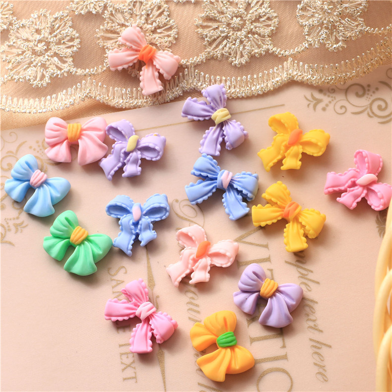 Macaron Color Bow Cream Glue Phone Case Resin Jewelry Accessories DIY Material Package Handmade Manicures Decoration