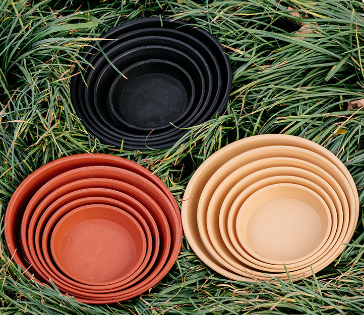 德沃多加厚黑色花盆托盘塑料圆形花托底座接水盘绿萝花盆底托