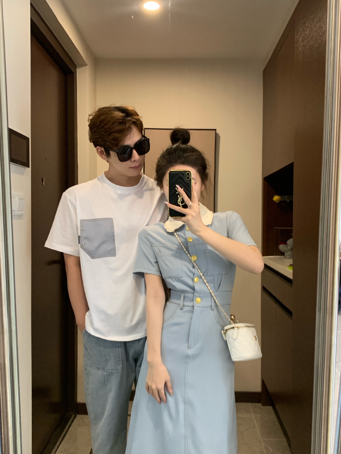 2023夏季新款高级感情侣装韩版拼接短袖t恤女连衣裙一衣一裙-阿里巴巴