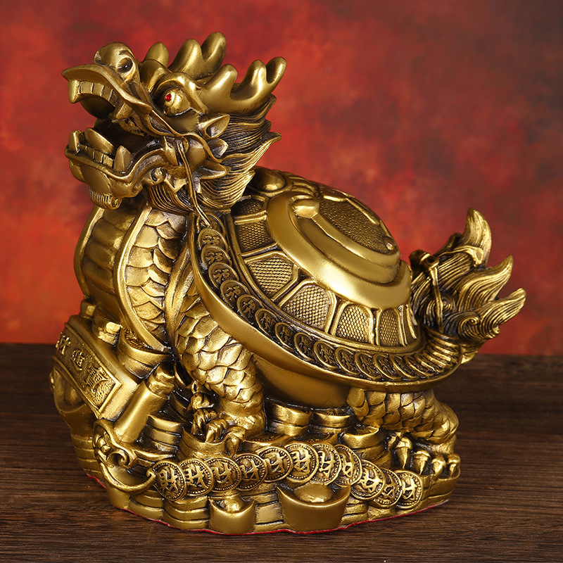 铜龙龟摆件纯铜金钱元宝龟八卦龙头龟福字龟瑞兽客厅门店装饰礼品