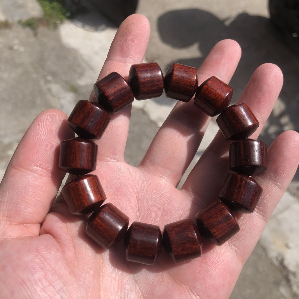 精品非洲血檀木赞比亚紫檀桶珠手串佛珠手链男士款文玩礼品工艺