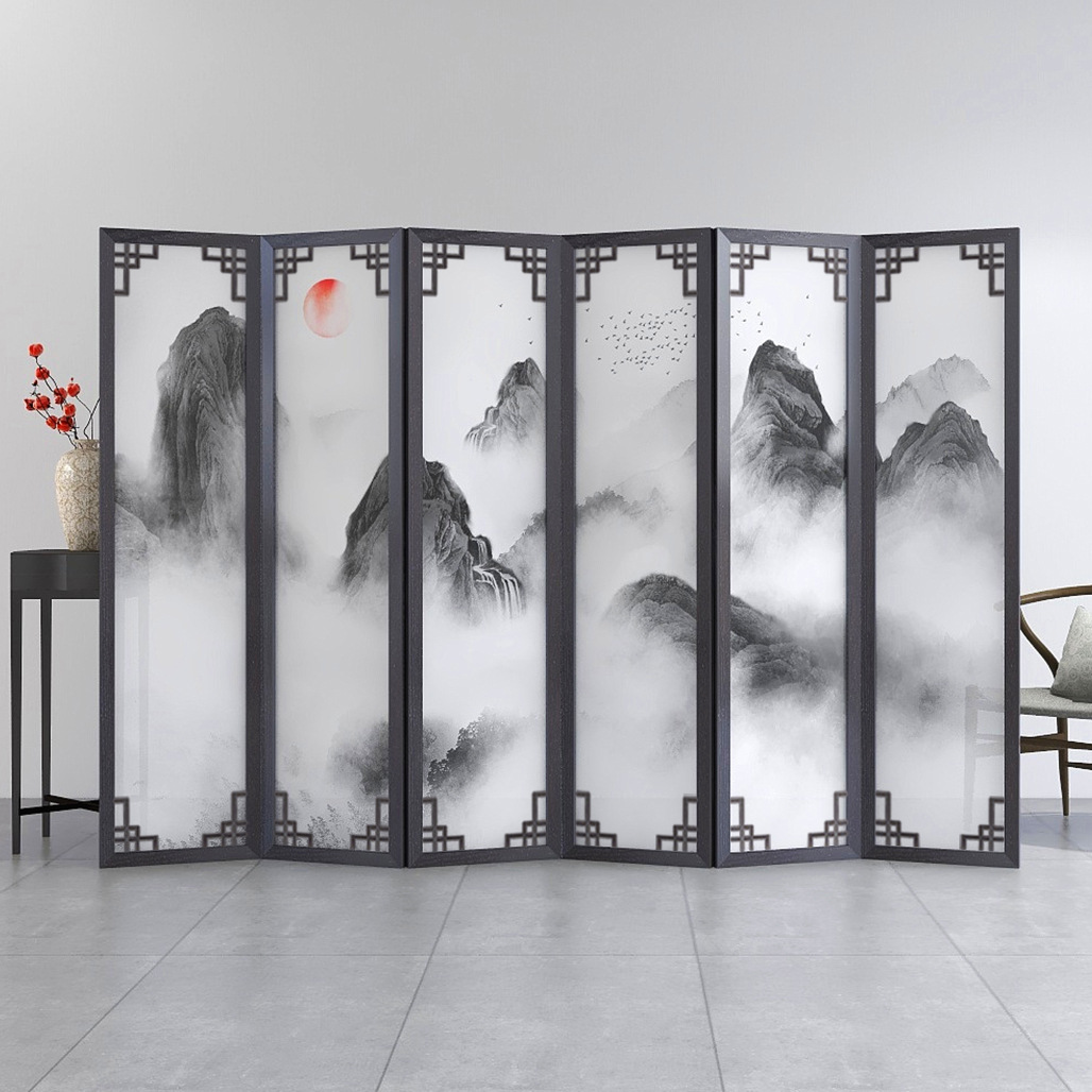 中式屏风隔断墙客厅折叠移动卧室遮挡家用办公室古典装饰实木