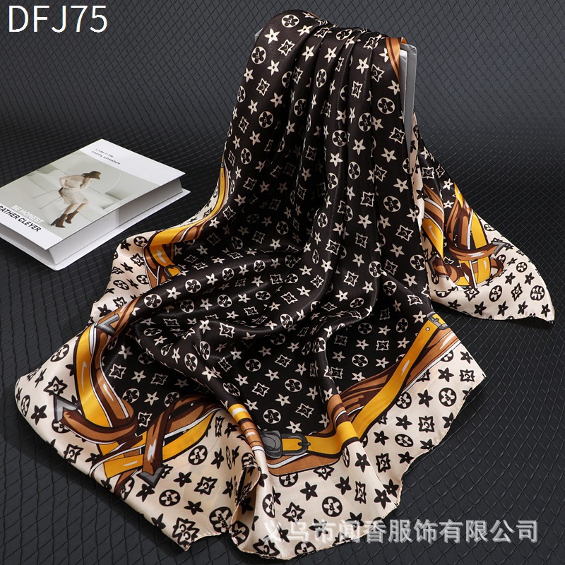 New Letter Presbyopic Large Kerchief 90 X90 cm Ol Fashion Scarf Emulation Silk Scarf Scarf Closed Toe Scarf