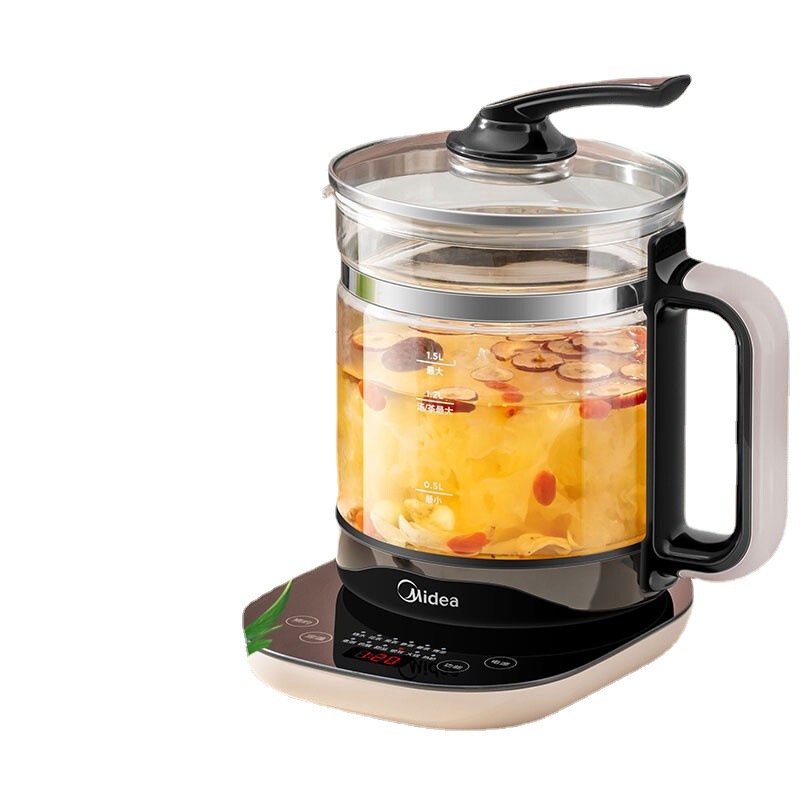 midea/美的养生壶ysnc1502玻璃面板大口径煮茶壶 办公室烧水壶