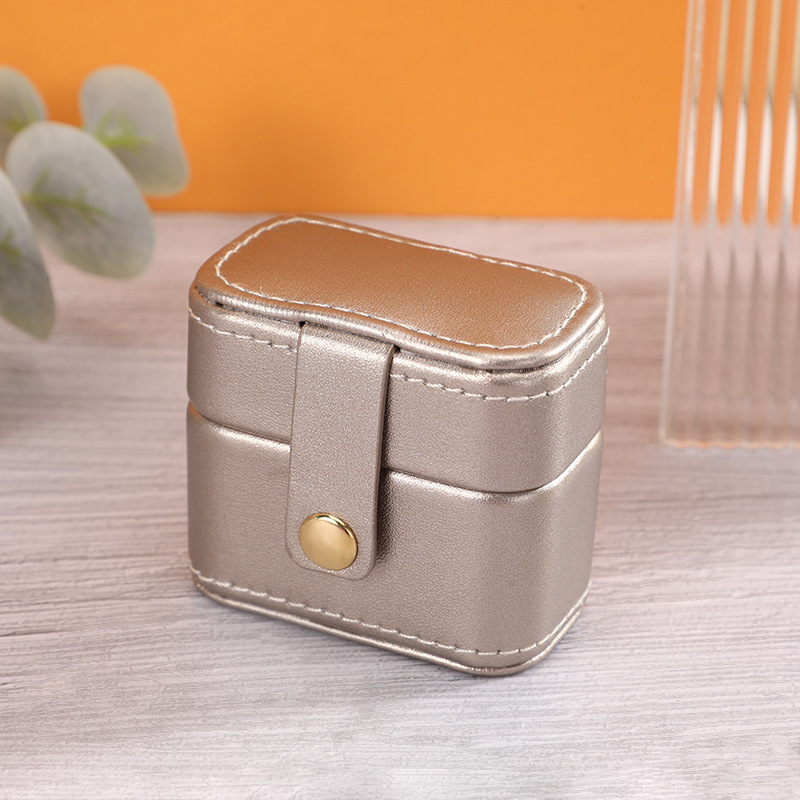 Korean Style Girl Mini Jewelry Box Simple Stud Earrings Ring Portable Accessories Storage Box Pu Leather Fashion Jewelry Box