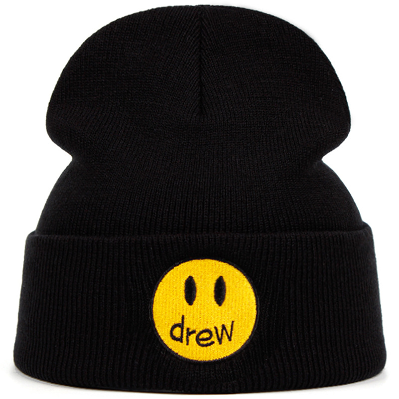 Cross-Border Autumn and Winter Smiling Face Knitted Hip Hop Hat Men's and Women's Wool Drew House Hip Hop Couples' Cap Smiling Face Beanie Hat