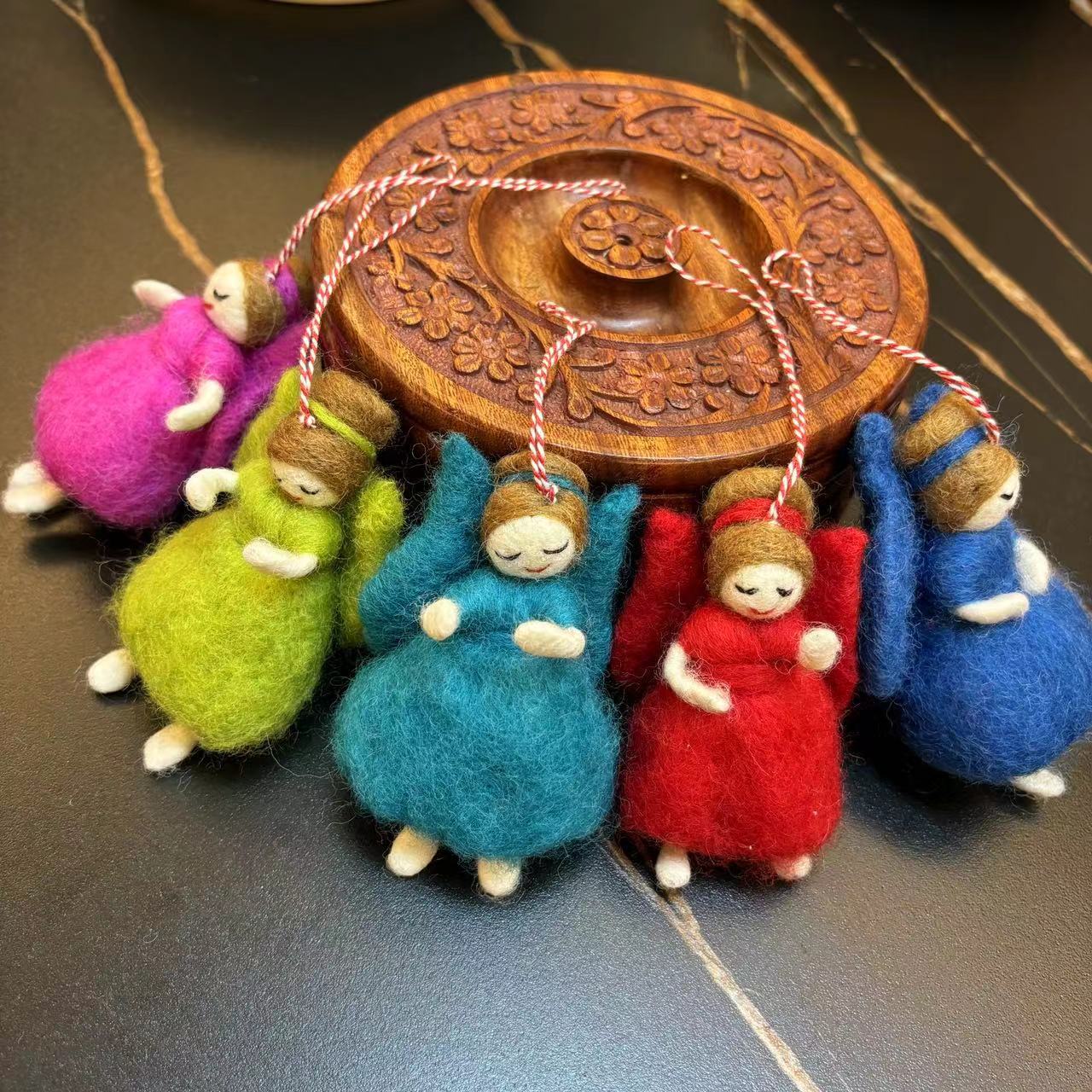 尼泊尔羊毛毡手工戳戳乐可爱小仙子芭蕾女孩精灵四肢能动-阿里巴巴