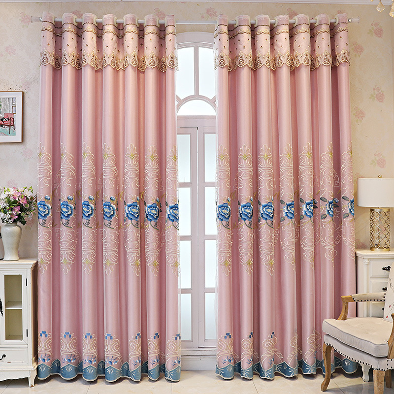 简约现代布纱一体双层绣花窗帘窗纱大气客厅卧室阳台遮光成品