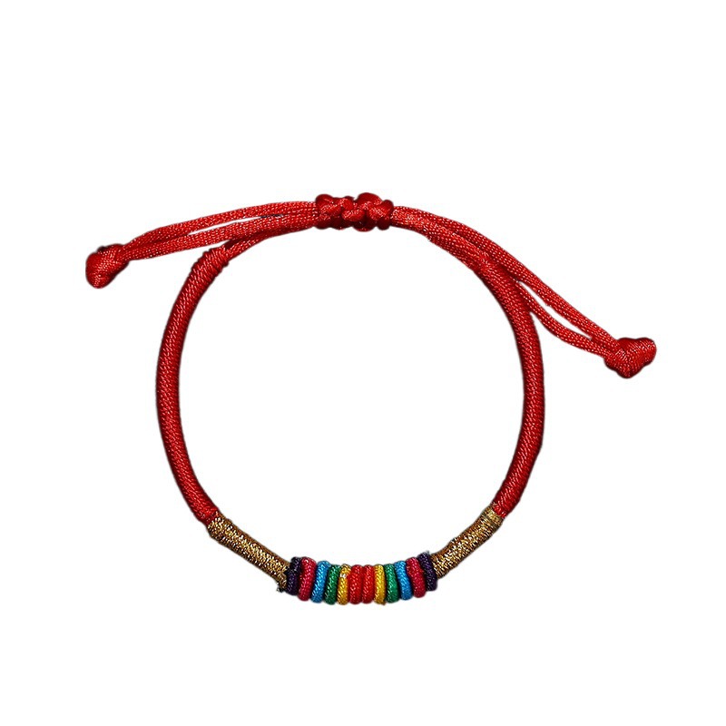 Handmade Braided Red Rope Bracelet Men and Women Blessing Dorje Knot Ruyi Knot Couple Lucky Carrying Strap Gift