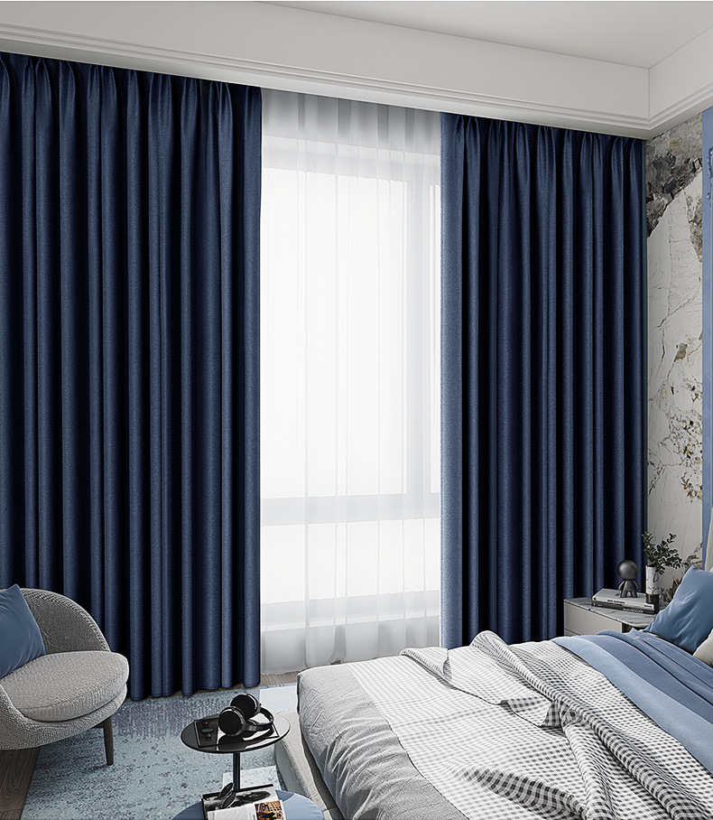 全遮光挂钩式窗帘卧室防晒隔热客厅遮阳布加厚棉麻少女2021年新款
