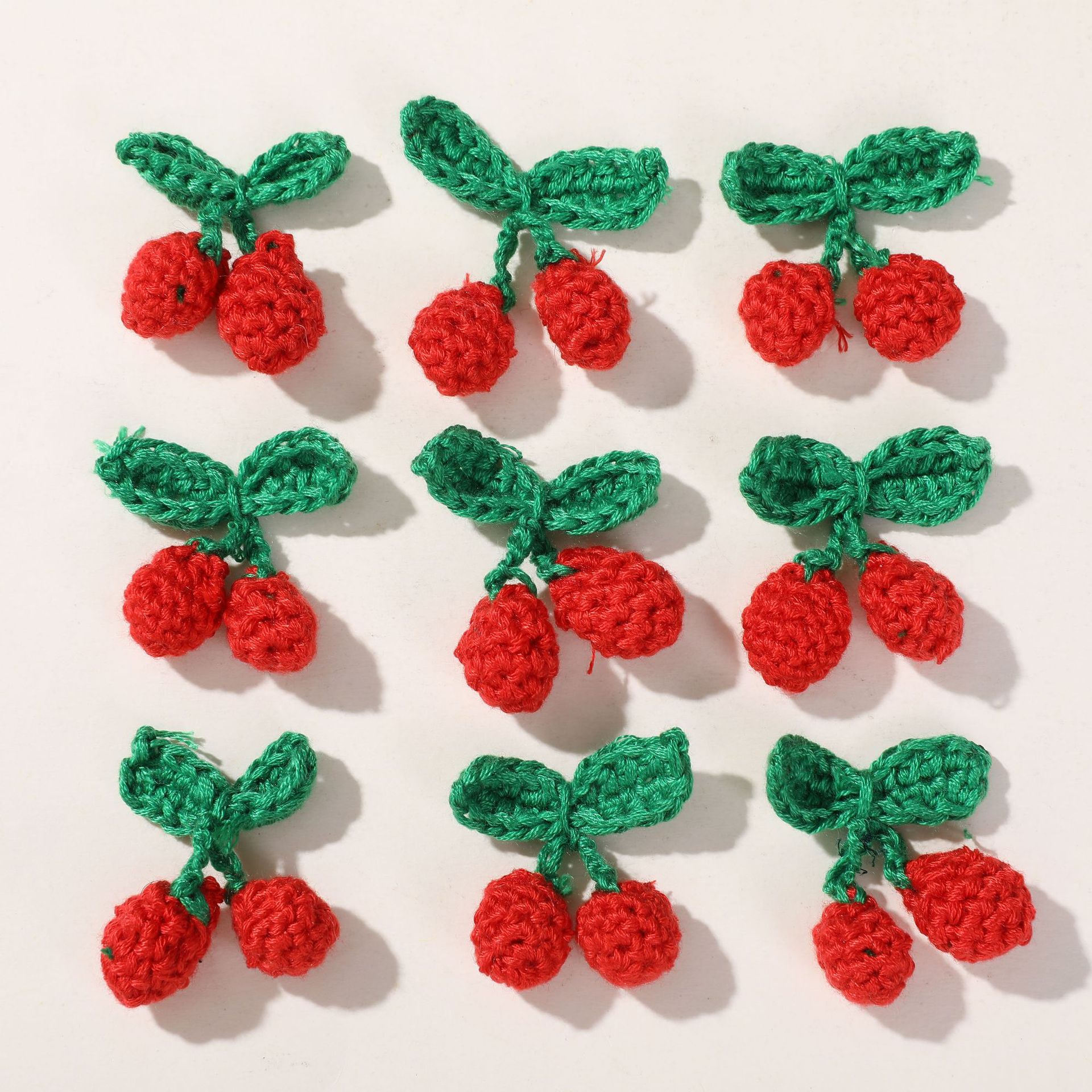 温柔风可爱气质棉线编织樱桃diy手作头饰女发夹饰品配件材料批发