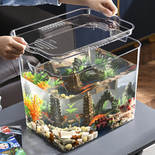 塑料鱼缸透明仿玻璃透明鱼缸小金鱼缸家用造景插花办公桌迷你
