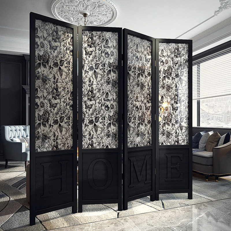 屏风隔断客厅美式欧式实木折叠移动法式复古卧室遮挡家用进门中古