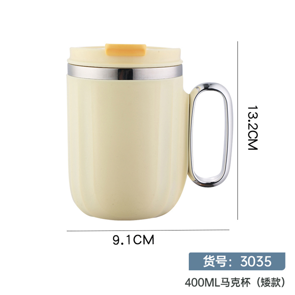 Light Luxury Coffee Cup with Lid 304 Liner Heat and Cold Insulation Mug Removable Handle Couple Sports Tumbler