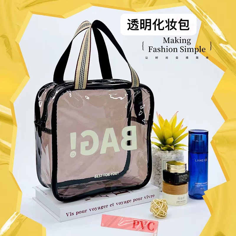 Transparent Cosmetic Bag Portable Transparent Cosmetic Bag Semi-Shaped Large Capacity Cosmetic Bag Beach Wash Bag in Stock