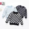 solar system black and white Chessboard grid Long sleeve sweater spring and autumn classic Plaid keep warm ventilation children Socket wholesale