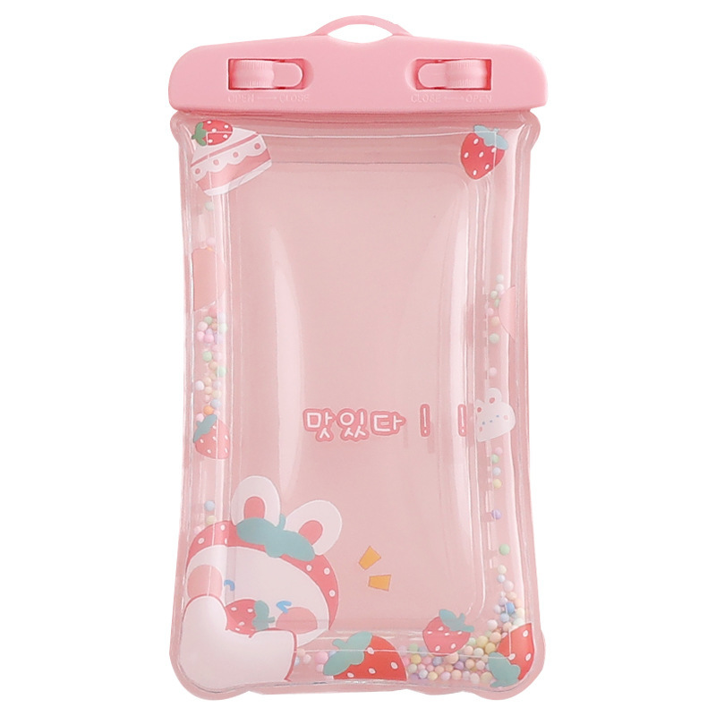 Cute Cartoon Mobile Phone Waterproof Bag Airbag Floating Touch Screen Protective Cover Camping Swimming Cellphone Bag