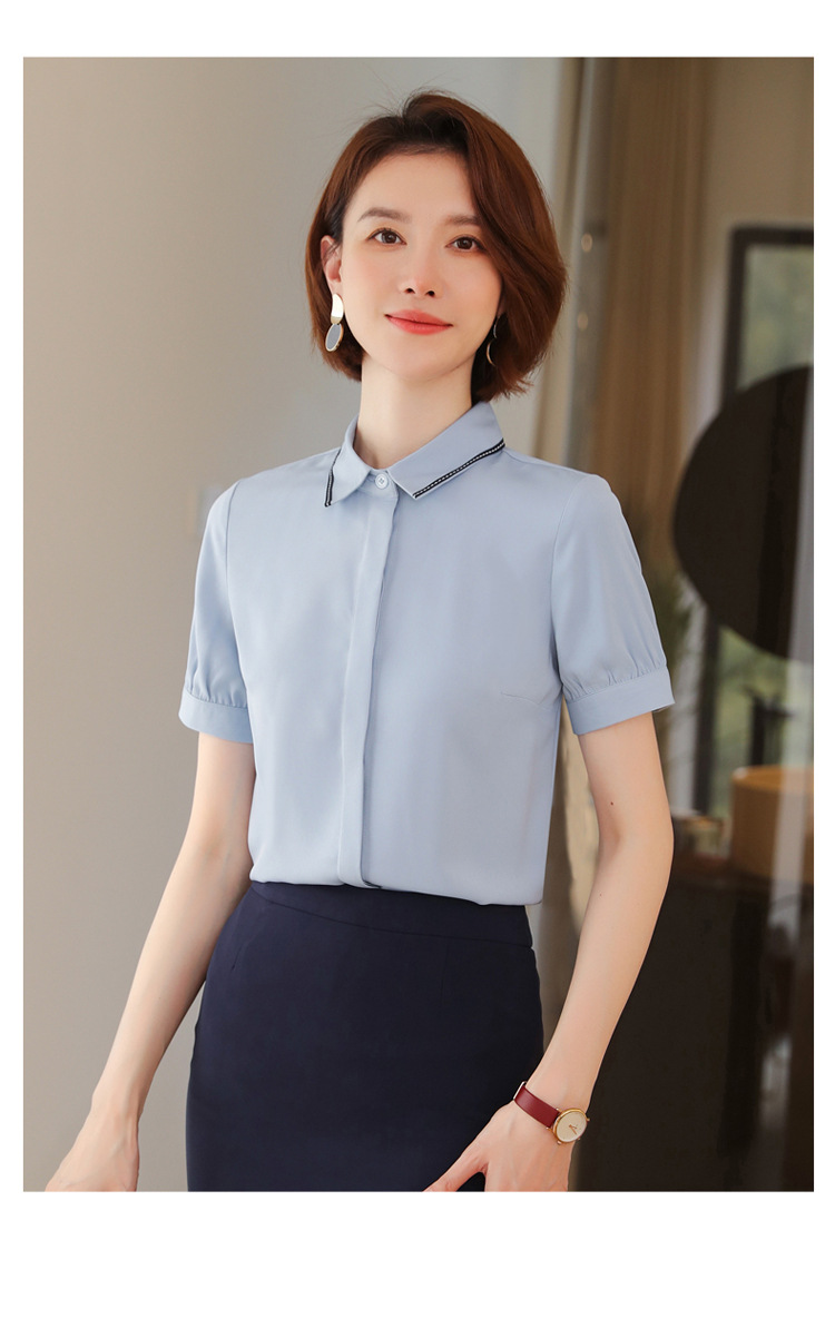 职业衬衫女短袖夏天工作服套装新款酒店前台工作装女正装半袖衬衣