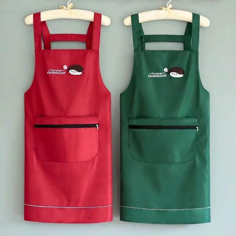 New Thickened Waterproof Apron Double Back Shoulder Fashion Home Kitchen Cooking Printing Gift Men's and Women's Work Clothes Apron