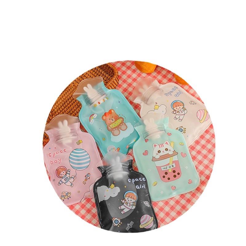 Factory Cartoon Frosted Hand Warmer Explosion-Proof Frosted Small Size Heating Pad Cute Water Injection PVC Transparent Hot Water Bag