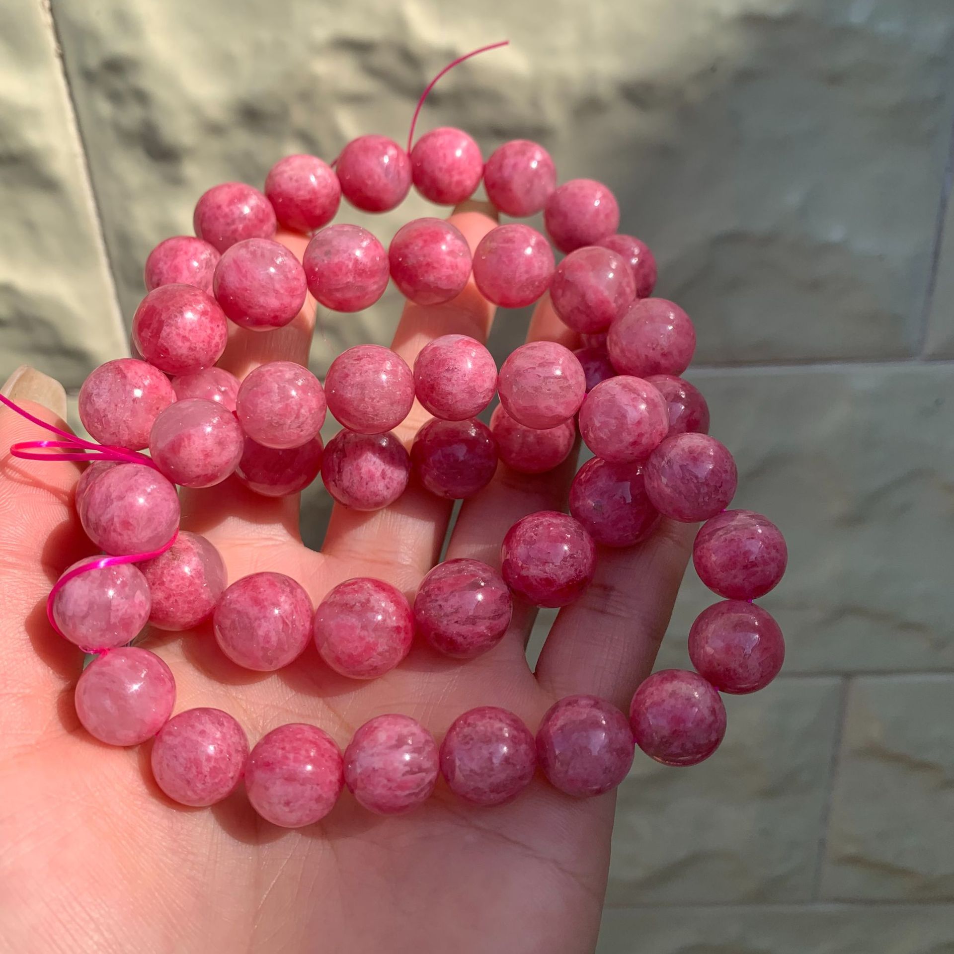 樱花雨蔷薇石手链女 蔷薇手串蔷薇辉石圆珠手串饰品直播货源批发