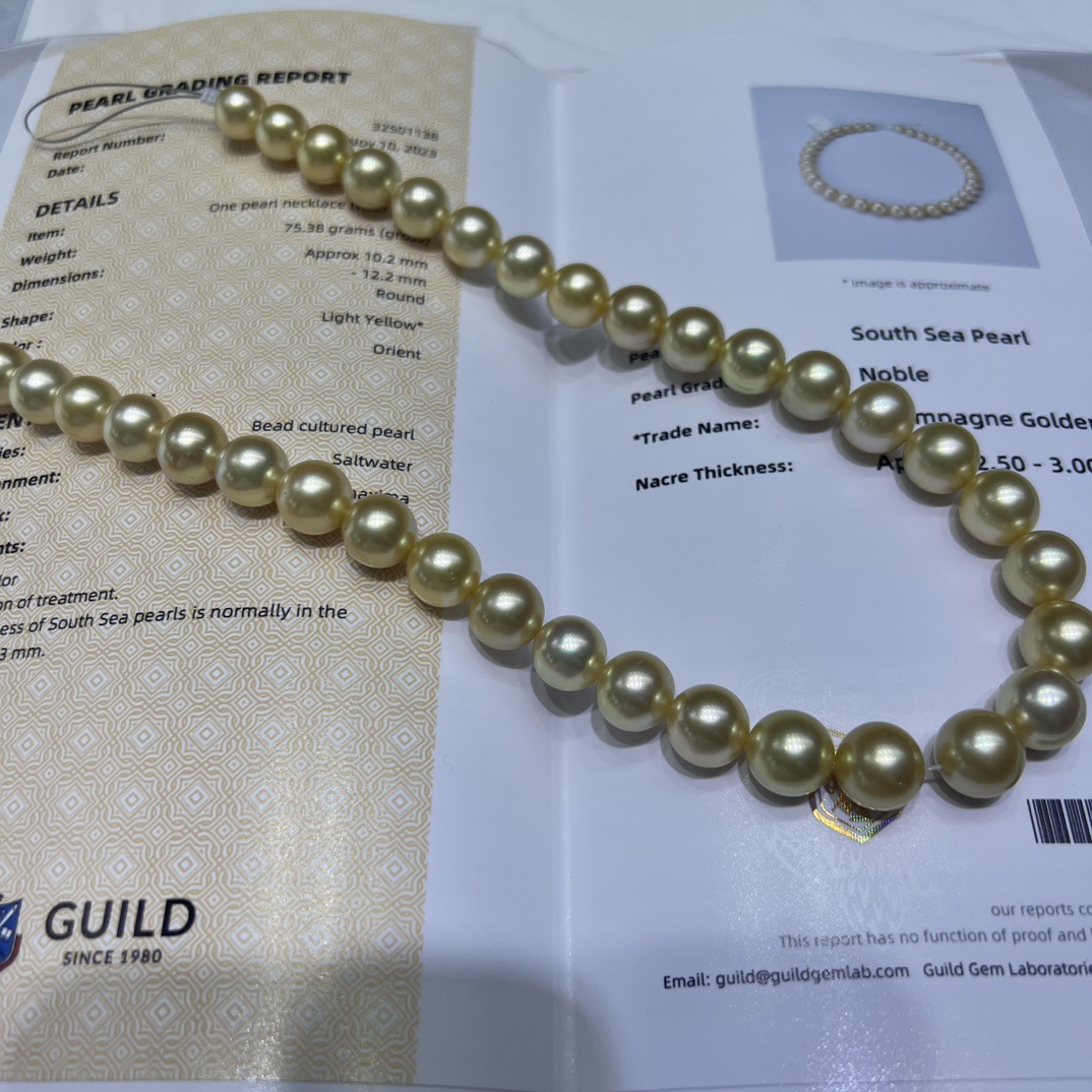 2海水珍珠南洋金珠项链正圆微微瑕 带吉尔德证书质感满满-阿里巴巴