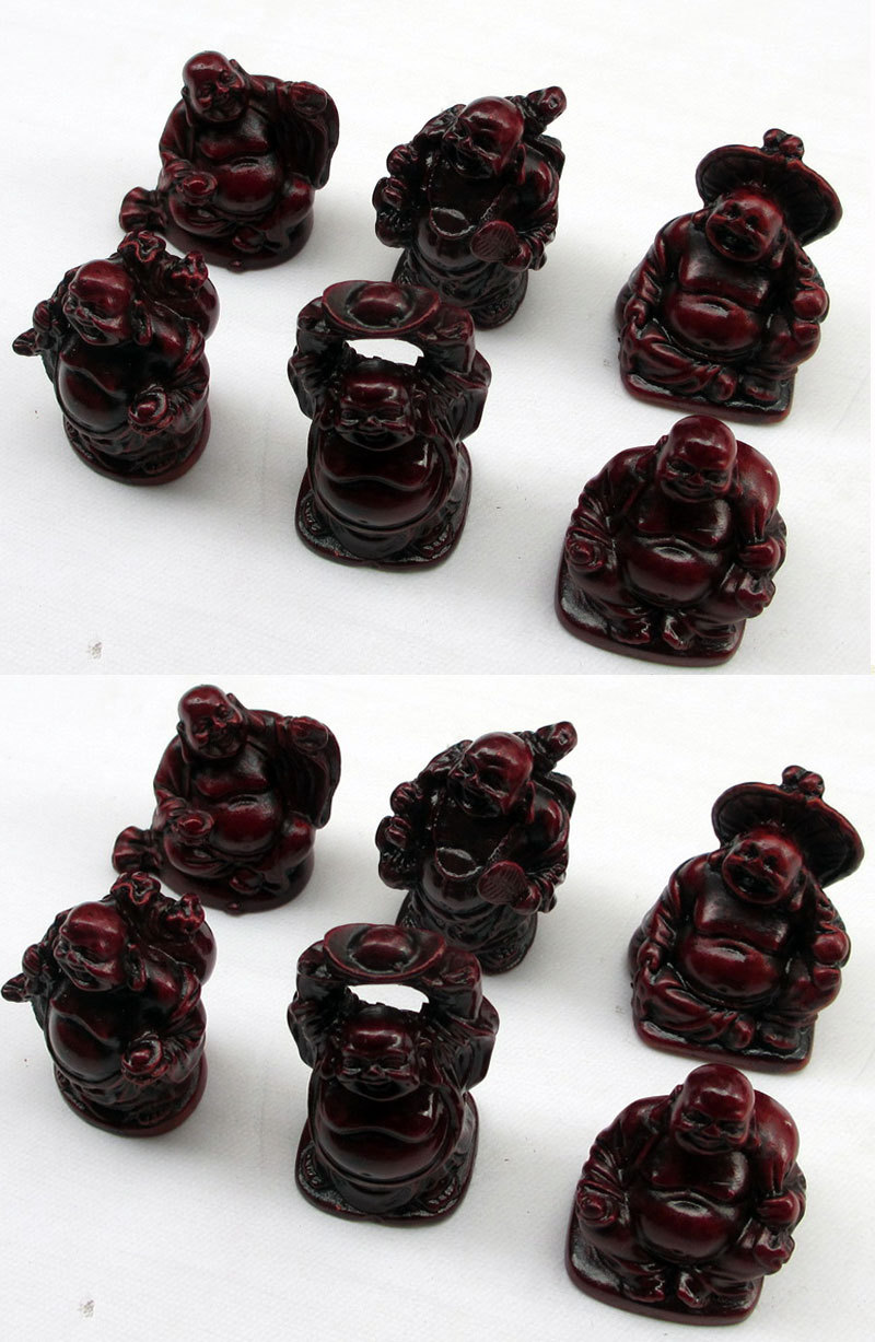 树脂工艺品办公家居装饰摆件 弥勒笑佛大肚佛像六尊一套礼品批发