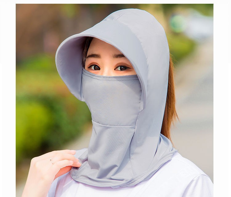 Outdoor Sun Hat Ice Silk Sun Protection Neck Protection Hat Women's Big Brim Lightweight Breathable Ice Silk Material Windproof and Dustproof