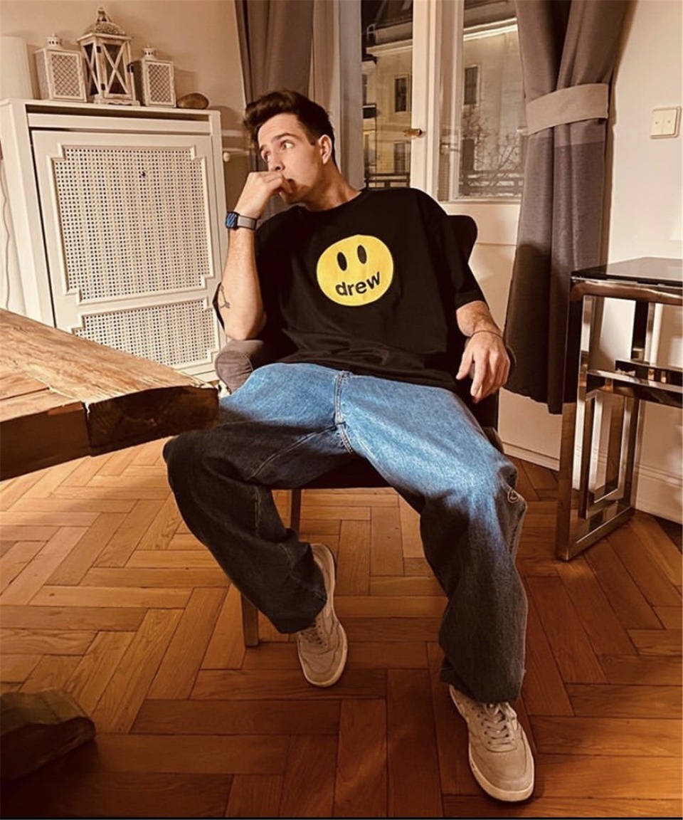 drew笑脸house基础logo贾斯汀比伯男女同款潮宽松高街fog短袖t恤
