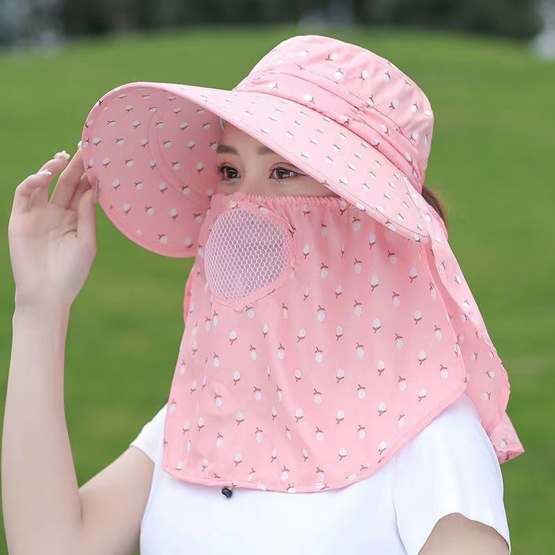 Sun Protection Hat Children's New Summer Hat Face Cover Sun Hat Mask Summer Hat Uv Protection Tea Picking Cycling Sun Hat