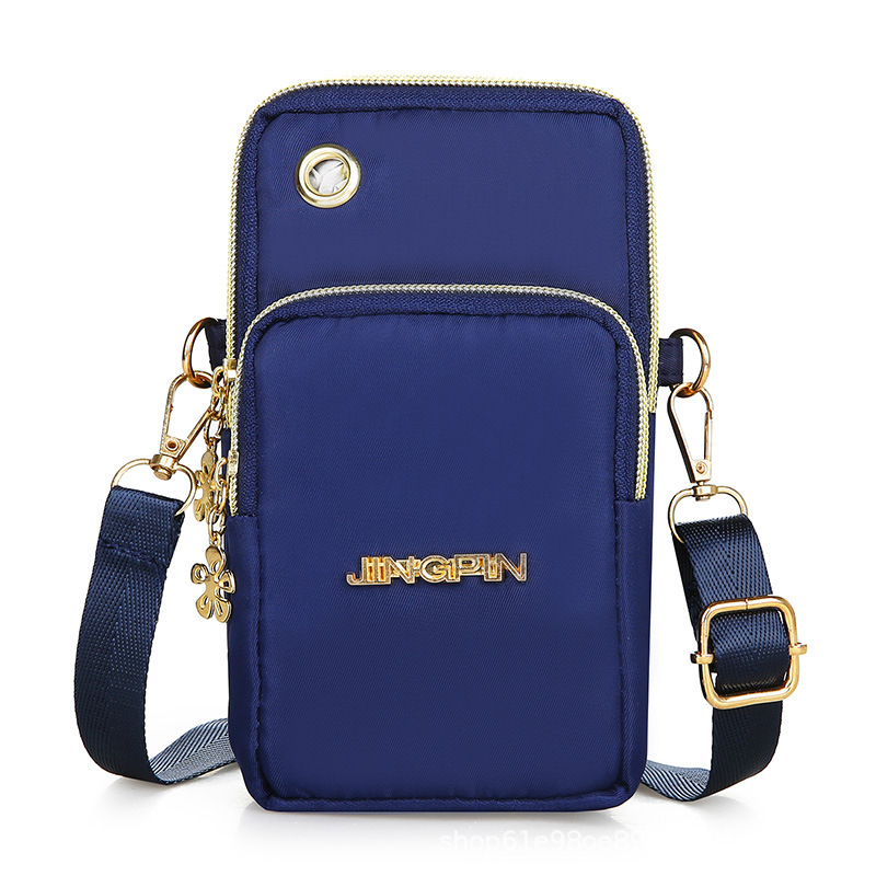 Korean Women Bag Shoulder Bag Nylon Cloth Fashion Waterproof Mobile Phone Bag Crossbody Arm Bag Three-Purpose Three-Layer Multifunctional Bag