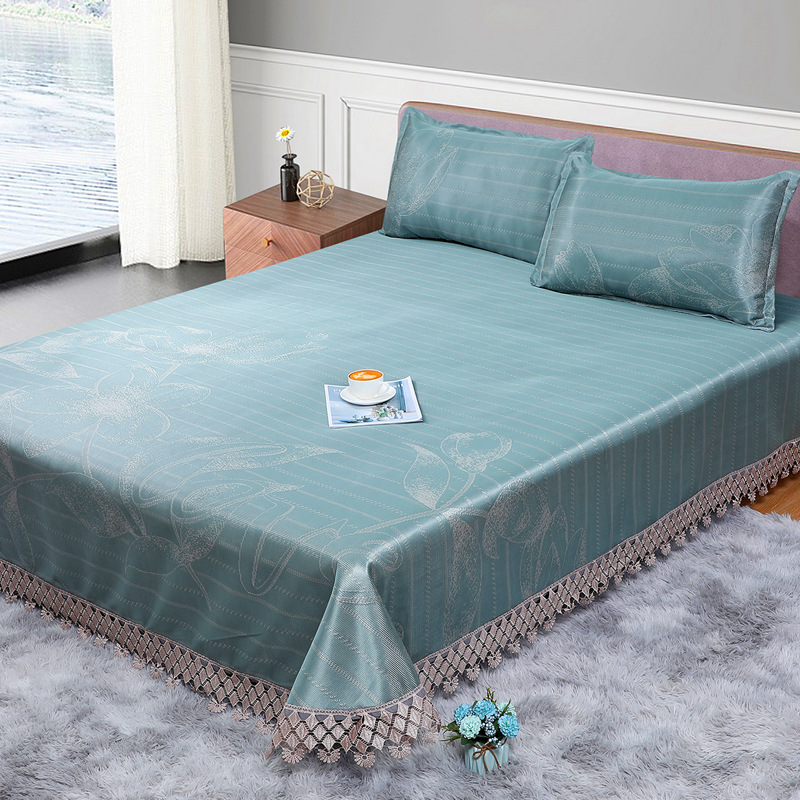 1200d冰丝席冰丝床单可水洗冰丝凉席三件套1.8米夏季空调席子