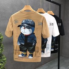 叮当猫卡通印花短袖T恤半截袖夏季男装学生帅气潮牌体恤衫上衣服