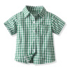 Boy leisure time lattice Short sleeved shirt Europe and America Short sleeved lattice Lapel shirt goods in stock Children's clothing Boy leisure time lattice Short sleeved shirt Europe and America Short sleeved lattice Lapel shirt goods in stock Children's clothing
