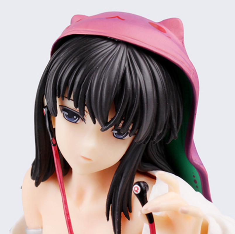 封面女郎戴帽鬼月牛奶 坐姿 猫娘睡衣 耳机 美少女手办模型摆件