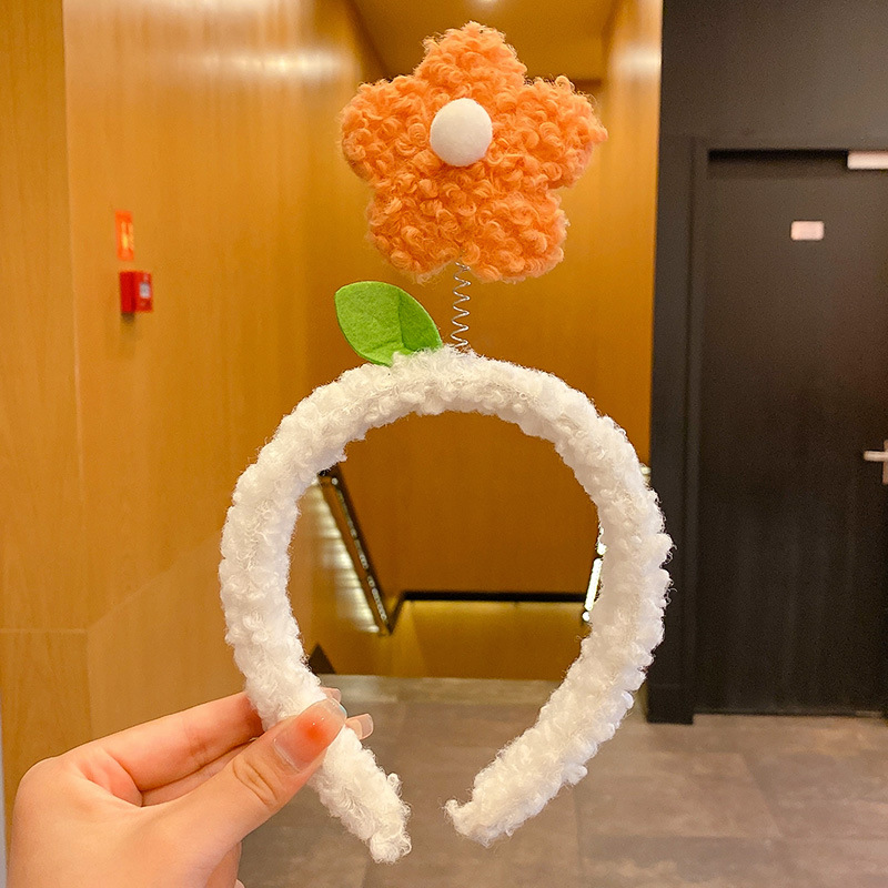 Face Wash Hair Fixer Headband Wholesale Korean Style Cute Flower Hair Band Plush Non-Slip Headband Hair Tie Hairpin All-Matching