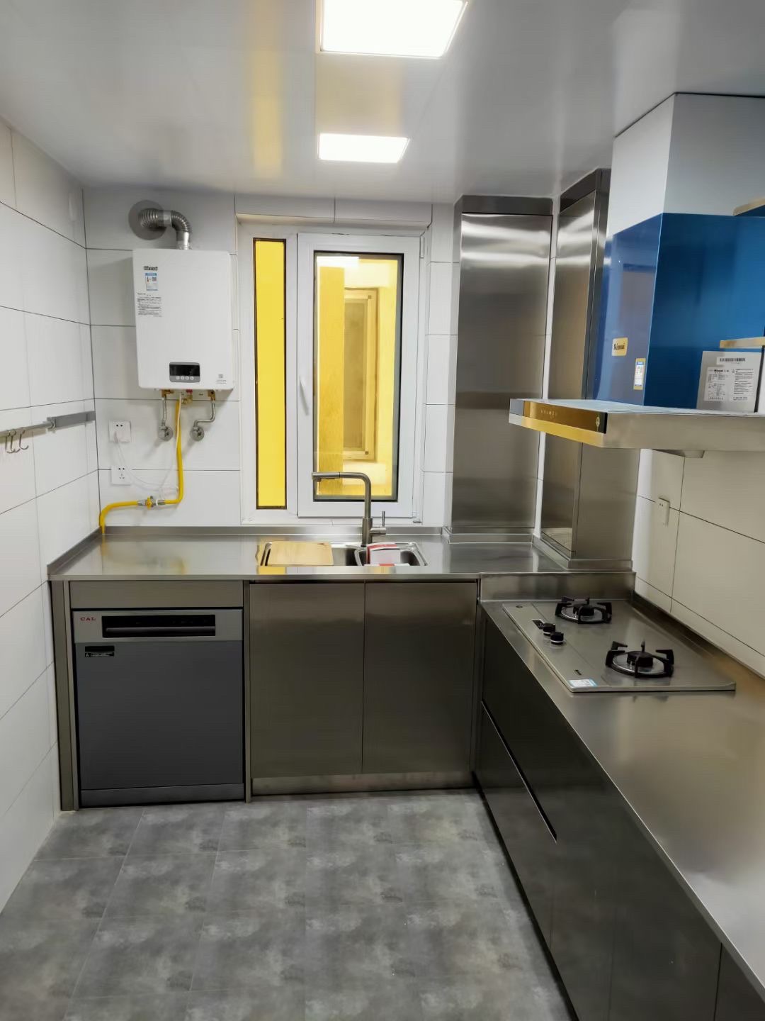 北京不锈钢橱柜开放式厨房橱柜整体304灶台柜一体台面