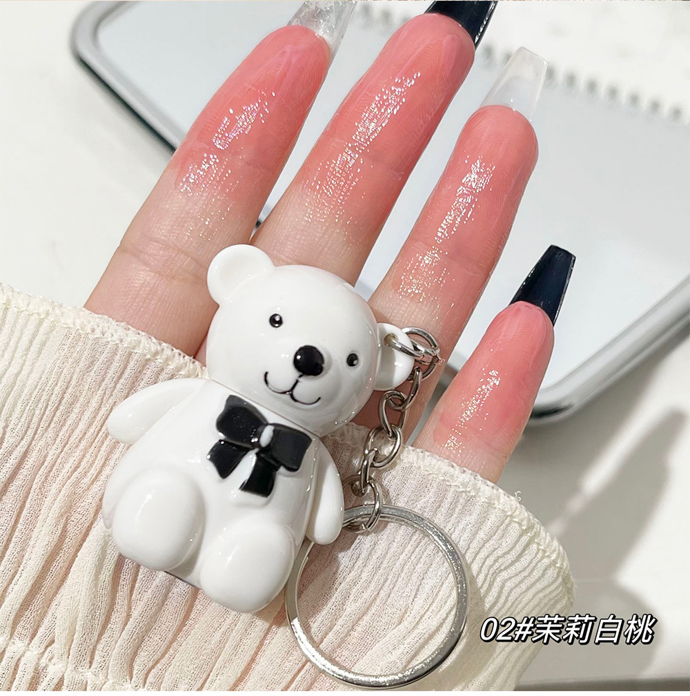 New Bear Paradise Mirror Lip Lacquer White Bear 6 Color Keychain Lipstick Student Cheap 6 Color Factory Wholesale