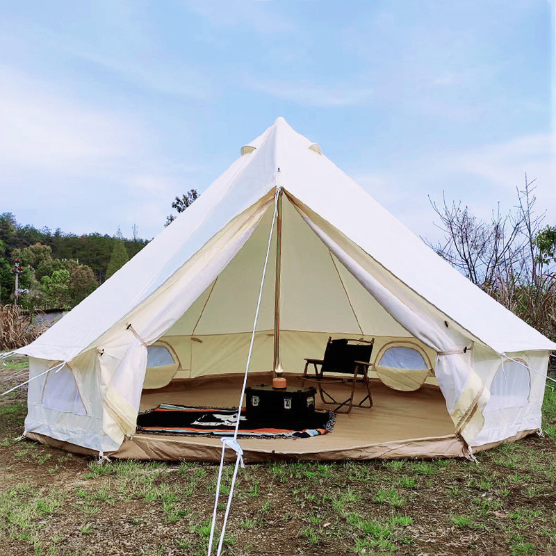 Outdoor Yurts Tent Camp Hotel Tent Camping Thickened Waterproof Light Luxury Camping with Chimney Hole Outdoor Tent