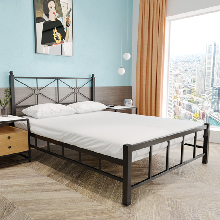 Iron Bed 1.5 M Dormitory Rental Room Talent Home Staff Single Double Iron Bed Apartment Single-Layer Metal-Frame Bed