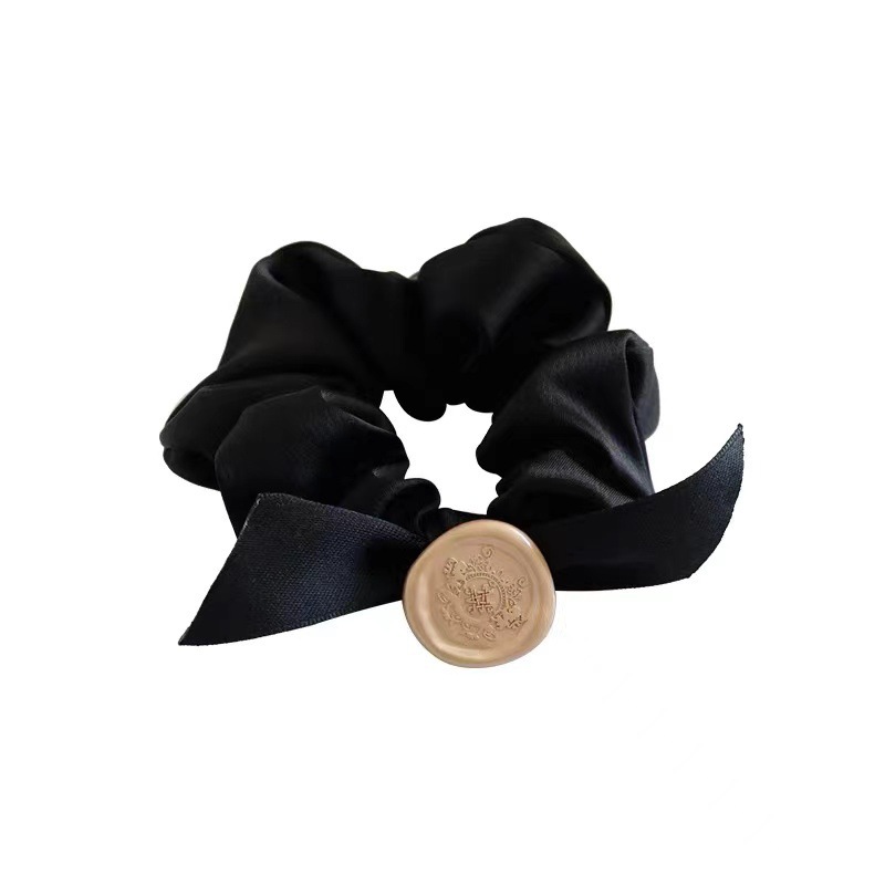 Autumn Korean Satin Bow Large Intestine Hair Band Female Online Influencer Elegant Pearl Hair Band Hair Rope