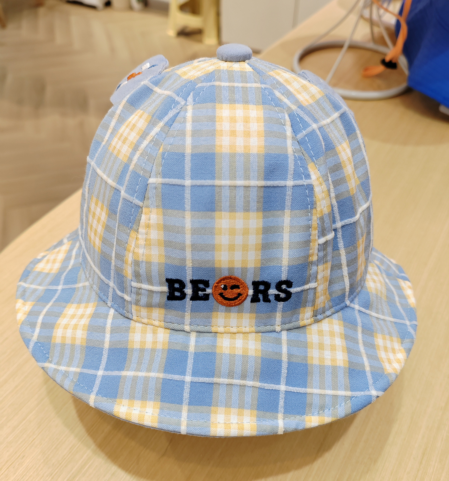 Children Hat Bucket Hat Dudula Children's Bucket Hat Sun Protection Sunshade Plaid Smiley Face Bucket Hat