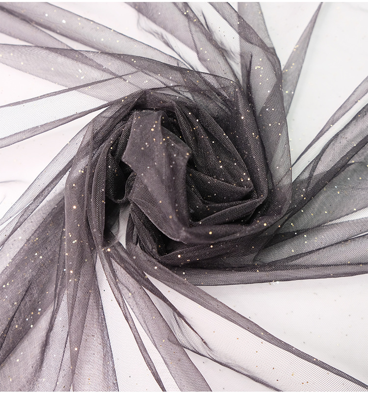 黑色软网喷金粉网纱布料黑纱服装刺绣纱布料网纱软纱裙料